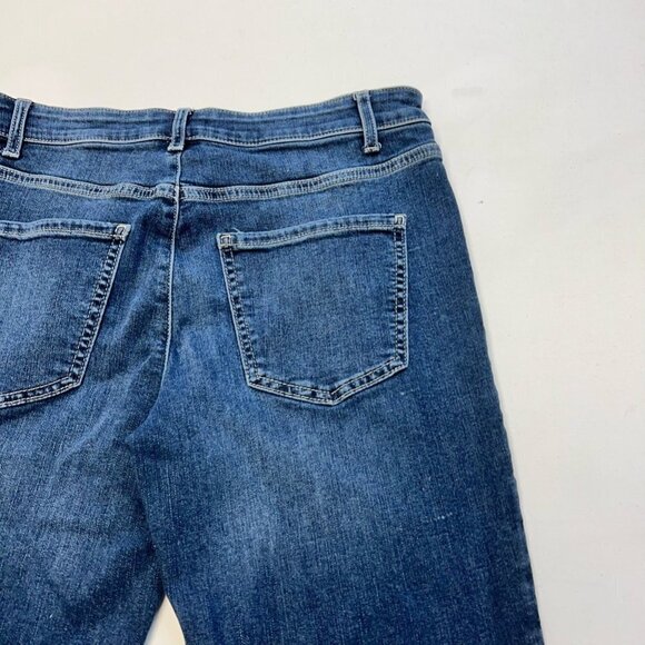 Falls Creek Womens Flare Jeans Blue Stretch Patch Packets Stone Wash Mid Rise 8 - Picture 7 of 10